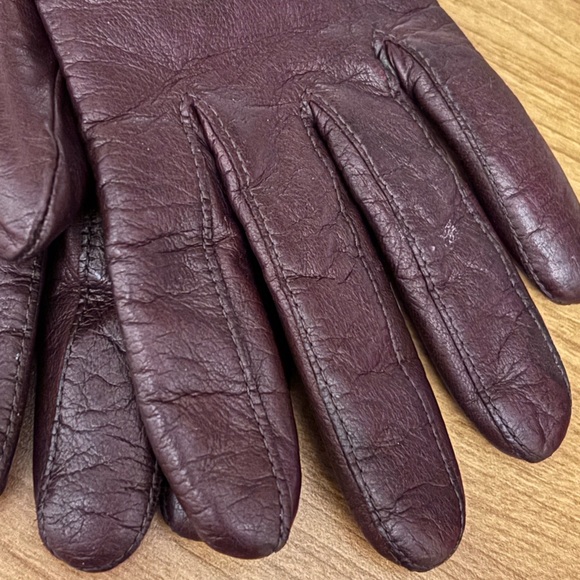 VTG Aris dark brown Leather  , cashmere Gloves size 6 half - Picture 5 of 7